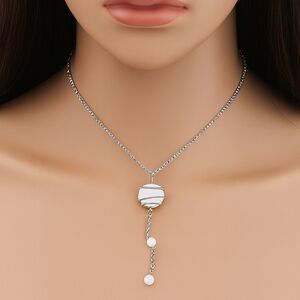 Silver Grey Stone Beaded Twisted Design Necklace - Women's Fashion Jewelry